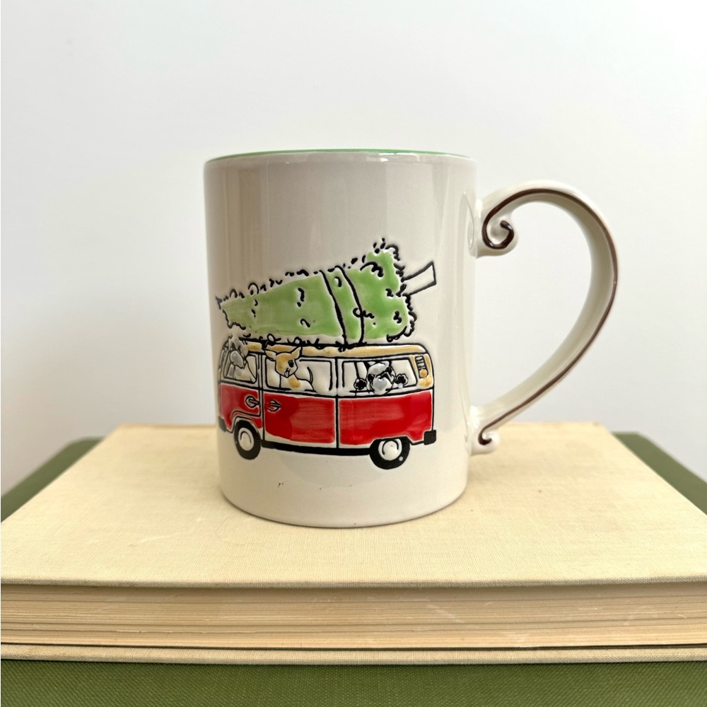 Spectrum Designz Ceramic Embossed Holiday Christmas Tree Dog Mug, Coffee Mug